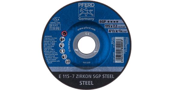 Schruppscheibe SGP STEEL ZIRKON E 115x7,2x22,23 mm