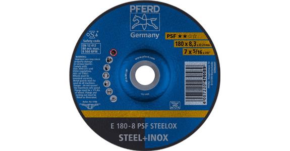 Grinding disc, depressed centre, universal line, PSF STEELOX, dia. 178x8 mm