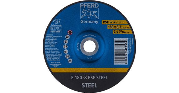 Grinding disc, depressed centre, universal line, PSF STEEL, dia. 178x8 mm