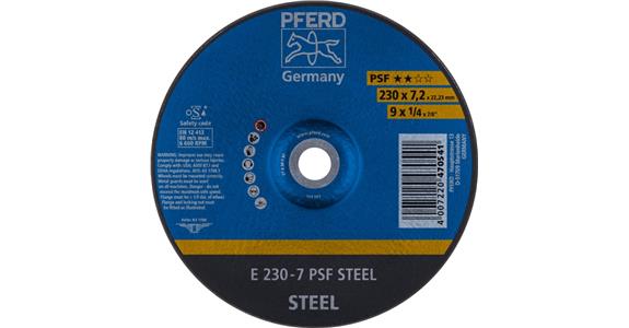 Grinding disc, depressed centre, universal line, PSF STEEL, dia. 230x7 mm