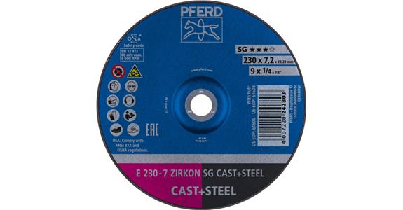 Schruppscheibe SG CAST+STEEL ZIRKON E 230x7,2x22,23 mm