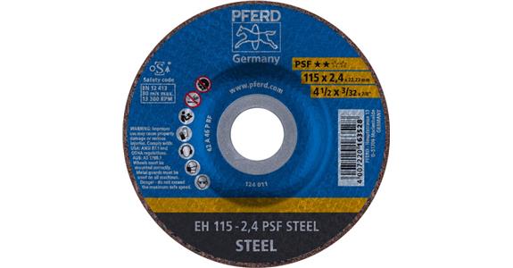 Free-hand cutting disc depressed centre univ. line PSF STEEL grit 46 115x2.4mm