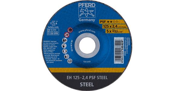 Free-hand cutting disc depressed centre univ. line PSF STEEL grit 46 125x2.4mm