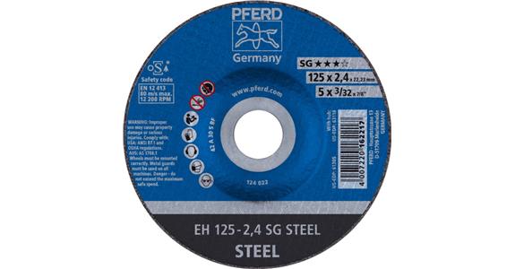 Free-hand cutting disc depressed centre univ. line SG STEEL grit 30 125x2.4mm