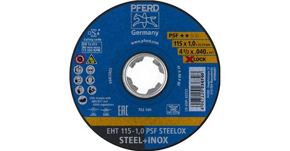 Trennscheibe PSF STEELOX gerade EHT 115x1,0 mm X-LOCK