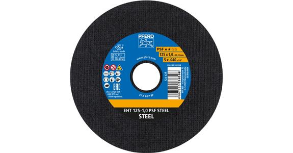 Free-hand cutting disc, straight, universal line PSF STEEL grit 60 125x1.0 mm
