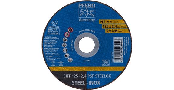 Free-hand cutting disc, straight, universal line PSF STEELOX grit 46 125x2.4 mm