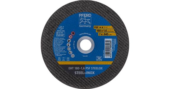Free-hand cutting disc straight universal line PSF STEELOX grain 46 180x1.6 mm