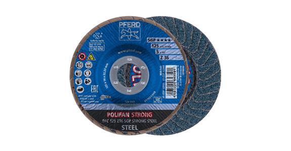Brusný vějířový kotouč PFERD Polifan-Strong, průměr 125 mm, vel. zrn 36