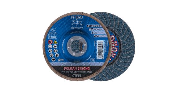 Brusný vějířový kotouč PFERD Polifan-Strong, průměr 125 mm, vel. zrn 50