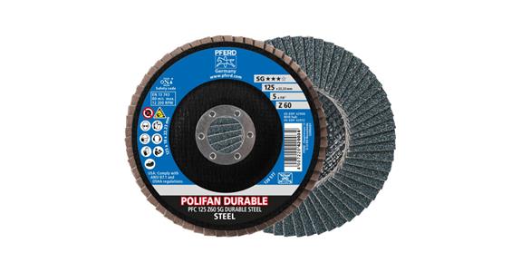 Fächerschleifscheibe POLIFAN POWER SG DURABLE STEEL konisch PFC 125 mm Z60