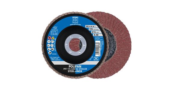 Fächerschleifscheibe POLIFAN SG STEELOX flach PFF 115x22,23 mm A40