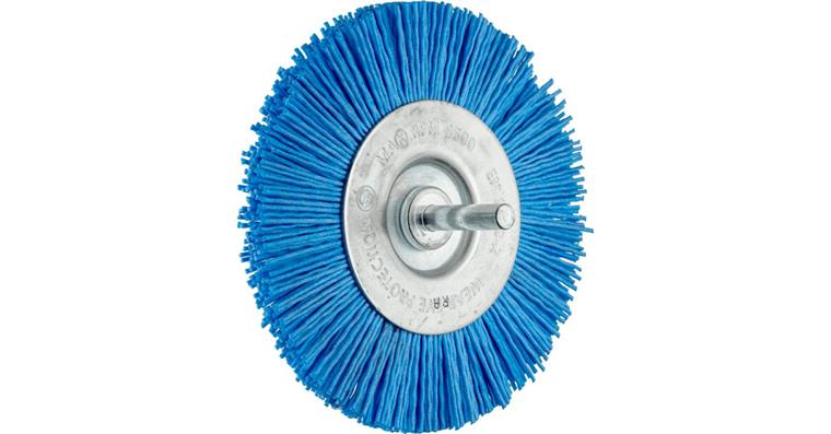 1047266202 Kotoučový kartáč, prům. 100 mm, stopka 6 mm, zrno 180, modrý univ.