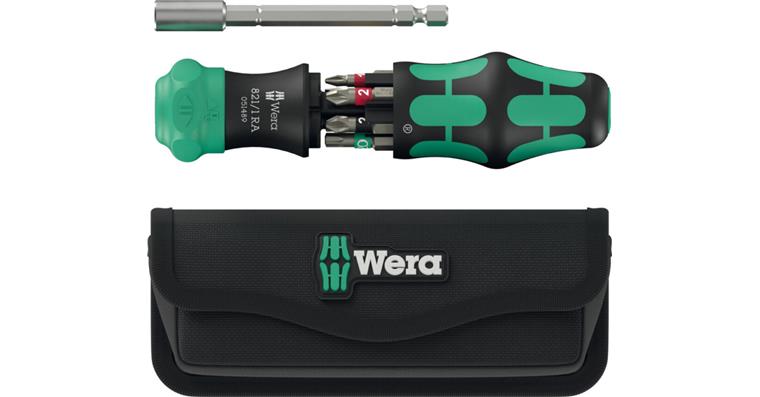 1001709199 Combination ratchet screwdriver with 6 bits KK 28 RA with pouch 05051520001
