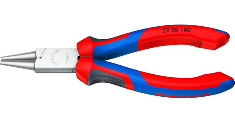 1001594073 Round nose pliers chrome-plated with multi-component grips 140 mm Article 22 05 140