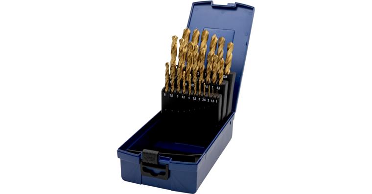 1095000479 Sada spir. vrtáků, HSS-TiN, DIN 338, 1,0-13,0 mm / 0,5 mm, v kovové kazetě