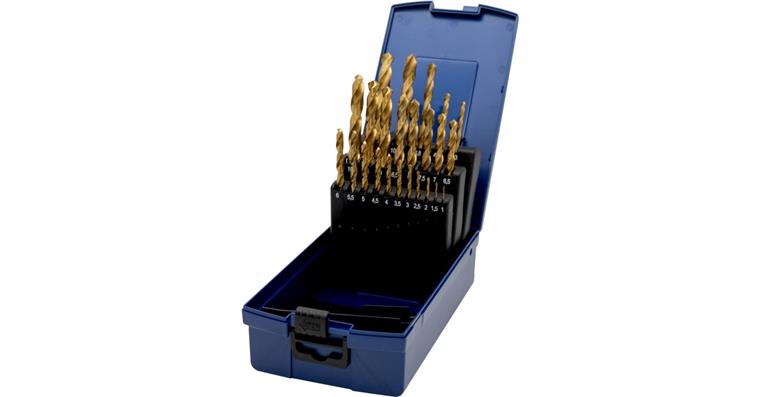 1095000478 Sada spir. vrtáků, HSS-TiN, DIN 338, 1,0-10,5 mm / 0,5 mm, v kovové kazetě
