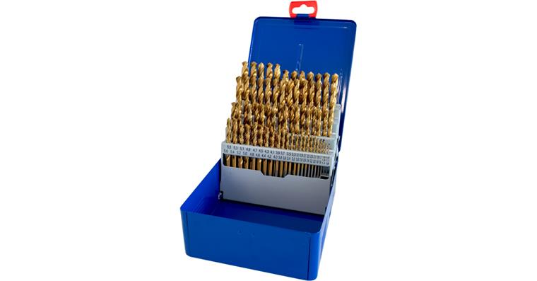 1095000480 Sada spir. vrtáků, HSS-TiN, DIN 338, 1,0-10,0 mm / 0,1 mm, v kovové kazetě
