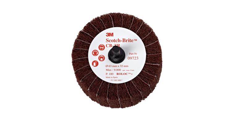 1005600492 3M Scotch-Brite™ Roloc™ lamelový kotouč červený 63×32 mm P180 7000077939
