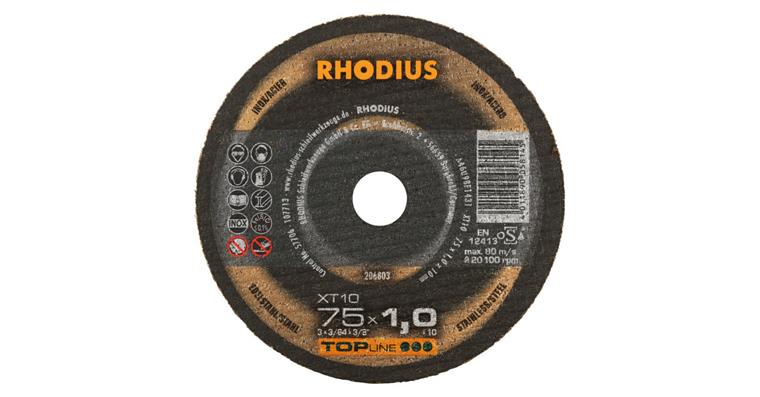 1001490037 Miniaturní řezný kot. RHODIUS XT 10 TOP, tenký, nerez. ocel, 75x1,0x6 mm, rovný