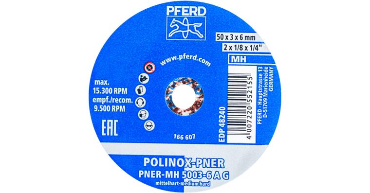 1001446989 POLINOX pressed fleece wheel PNER diameter 50x3 mm bore 6 mm medium hard A
