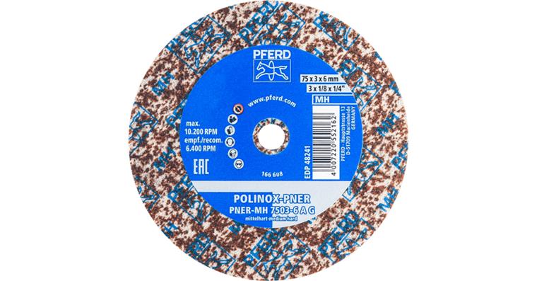 1001446990 POLINOX pressed fleece wheel PNER diameter 75x3 mm bore 6 mm medium hard A