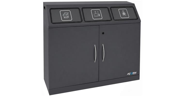 1085589500 Abfallsammler 3x70 Liter mit verzinktem Innenbehälter und 2 Flügeltüren