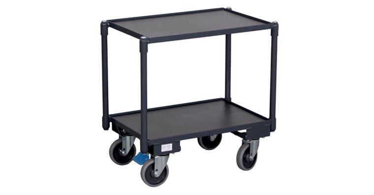 1081707901 Table trolley, loading platform 605 x 410 mm, with 2 shelves, graphite grey RAL 7024