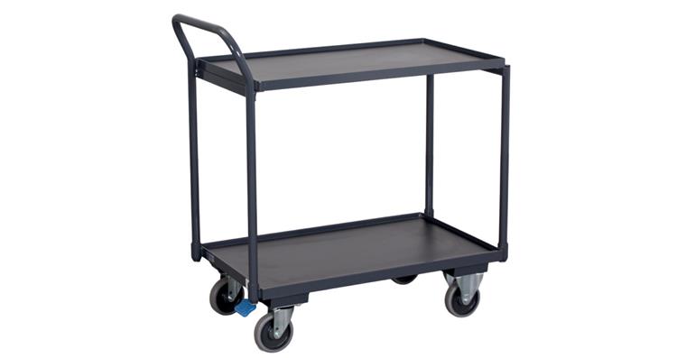 1081707903 Table trolley, loading platform 835 x 490 mm, with 2 shelves, upright handle