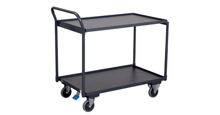 1081707904 Table trolley, loading platform 985 x 590 mm, with 2 shelves, upright handle