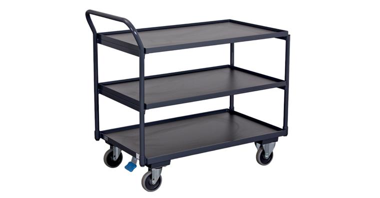 1081707906 Table trolley, loading platform 985 x 590 mm, with 3 shelves, upright handle