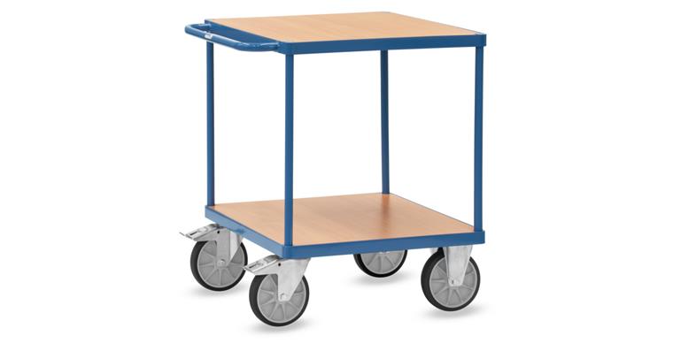 1081707702 Heavy-duty table trolley with 2 square loading decks, 700 x 700 mm