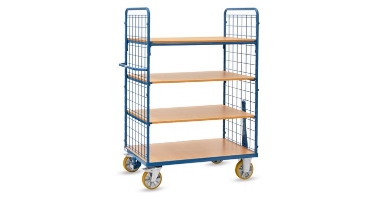 1081709606 Shelf trolley with 4 levels, load capacity 600 kg, loading surface 1200 x 800 mm, with tugger train