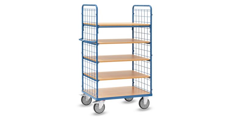 1081709602 Shelf trolley with wire mesh, 600 kg load capacity, 5 tiers, loading surface 1000 x 700 mm