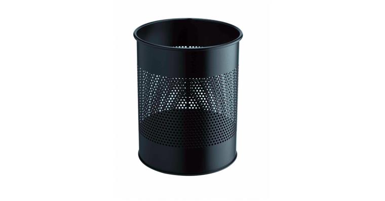 1085850306 Papierkorb Metall 15 Liter schwarz gelocht