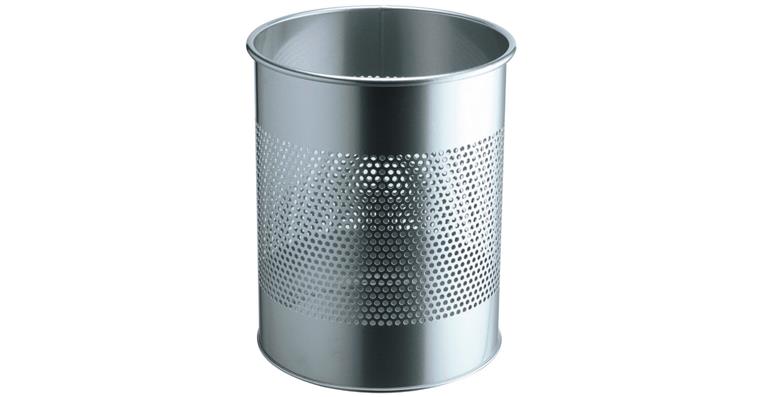 1085850308 Papierkorb Metall 15 Liter silber gelocht