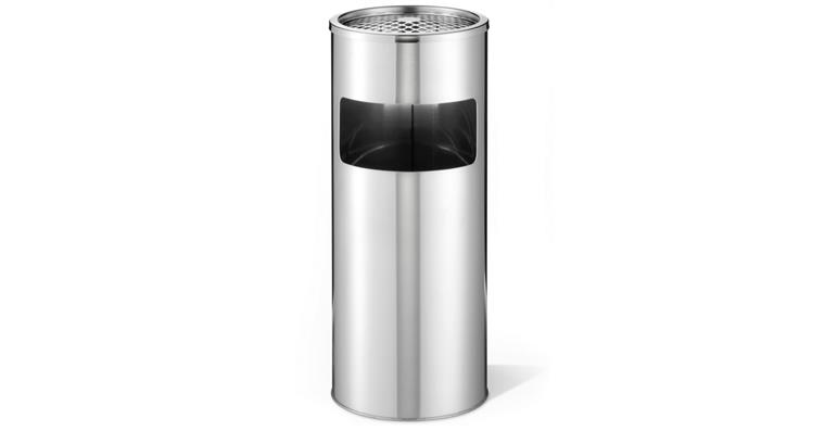 1085633201 Papierkorb Edelstahl 17 Liter rund mit Ascher silber