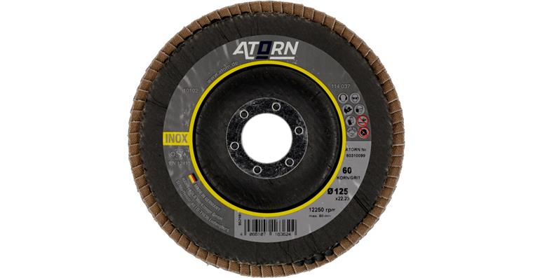 1043770118 Flap disc grain 60, 125 mm, angled, stainless steel/steel