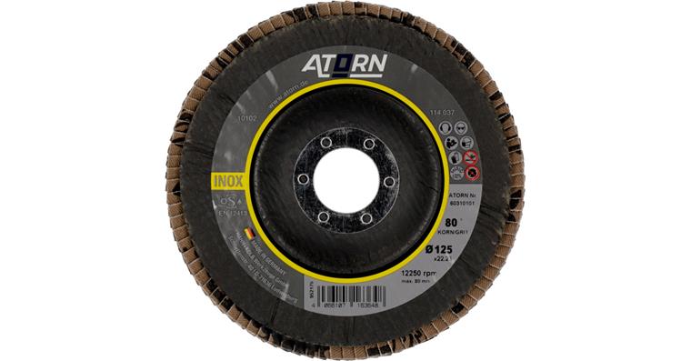 1043770120 Flap disc grain 80, 125 mm, angled, stainless steel/steel