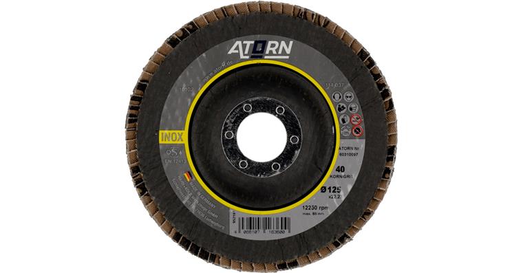 1043770116 Flap disc grain 40, 125 mm, angled, stainless steel/steel
