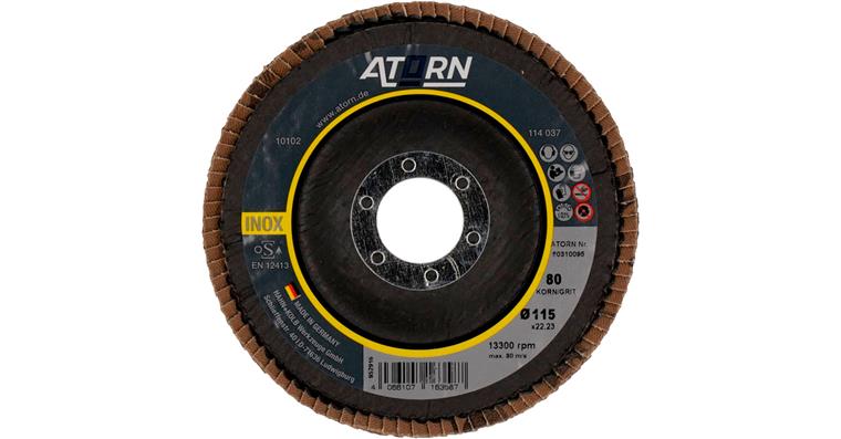1043770114 Flap disc grain 80, 115 mm, angled, stainless steel/steel