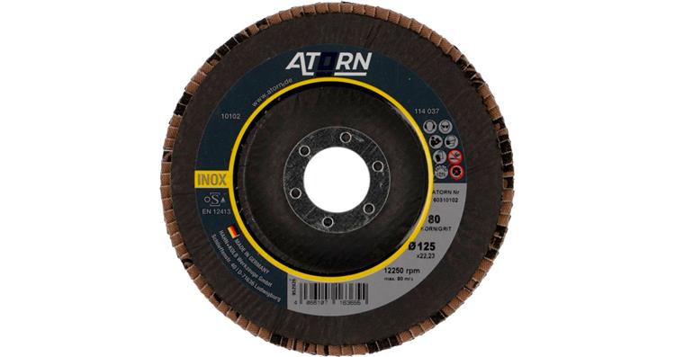 1043770121 Abrasive flap disc 80 grit, 125 mm, flat, stainless steel/steel