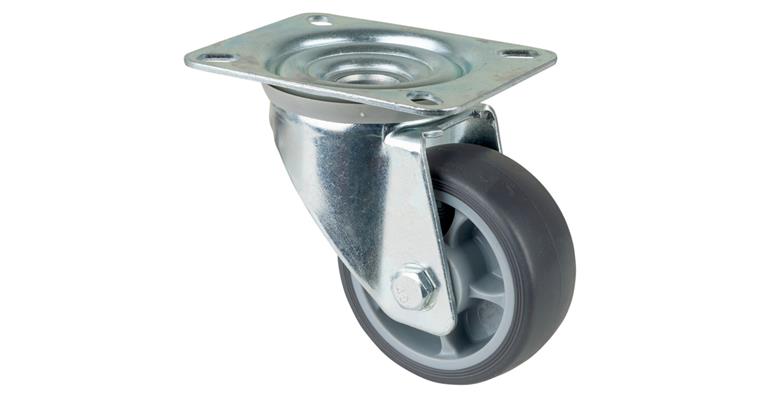 1081411106 Swivel castor, 80 mm diameter, rubber, load capacity 100 kg