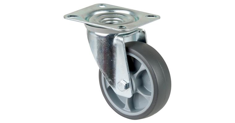 1081411107 Swivel castor, 100 mm diameter, rubber, load capacity 110 kg