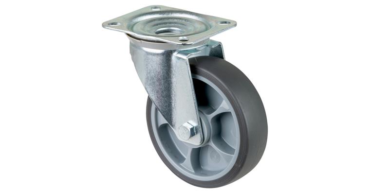 1081411108 Swivel castor, 125 mm diameter, rubber, load capacity 120 kg
