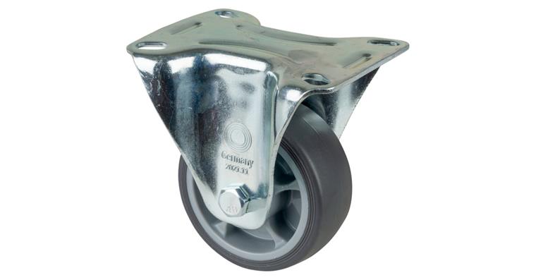 1081411206 Fixed castor, 80 mm diameter, rubber, load capacity 100 kg