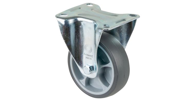 1081411207 Fixed castor, 100 mm diameter, rubber, load capacity 110 kg