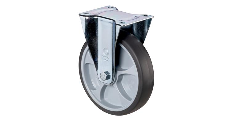1081411208 Fixed castor, 125 mm diameter, rubber, load capacity 120 kg