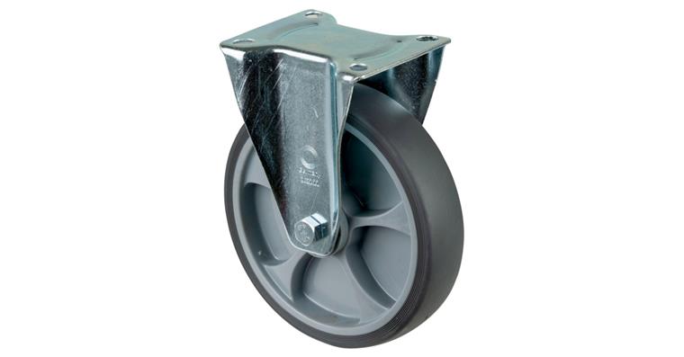 1081411210 Fixed castor, 200 mm diameter, rubber, load capacity 220 kg