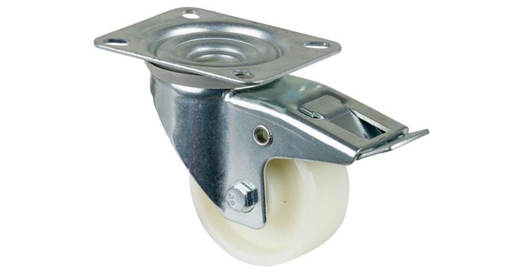 1081411301 Swivel castor, 80 mm diameter, plastic, load capacity 125 kg, with brake
